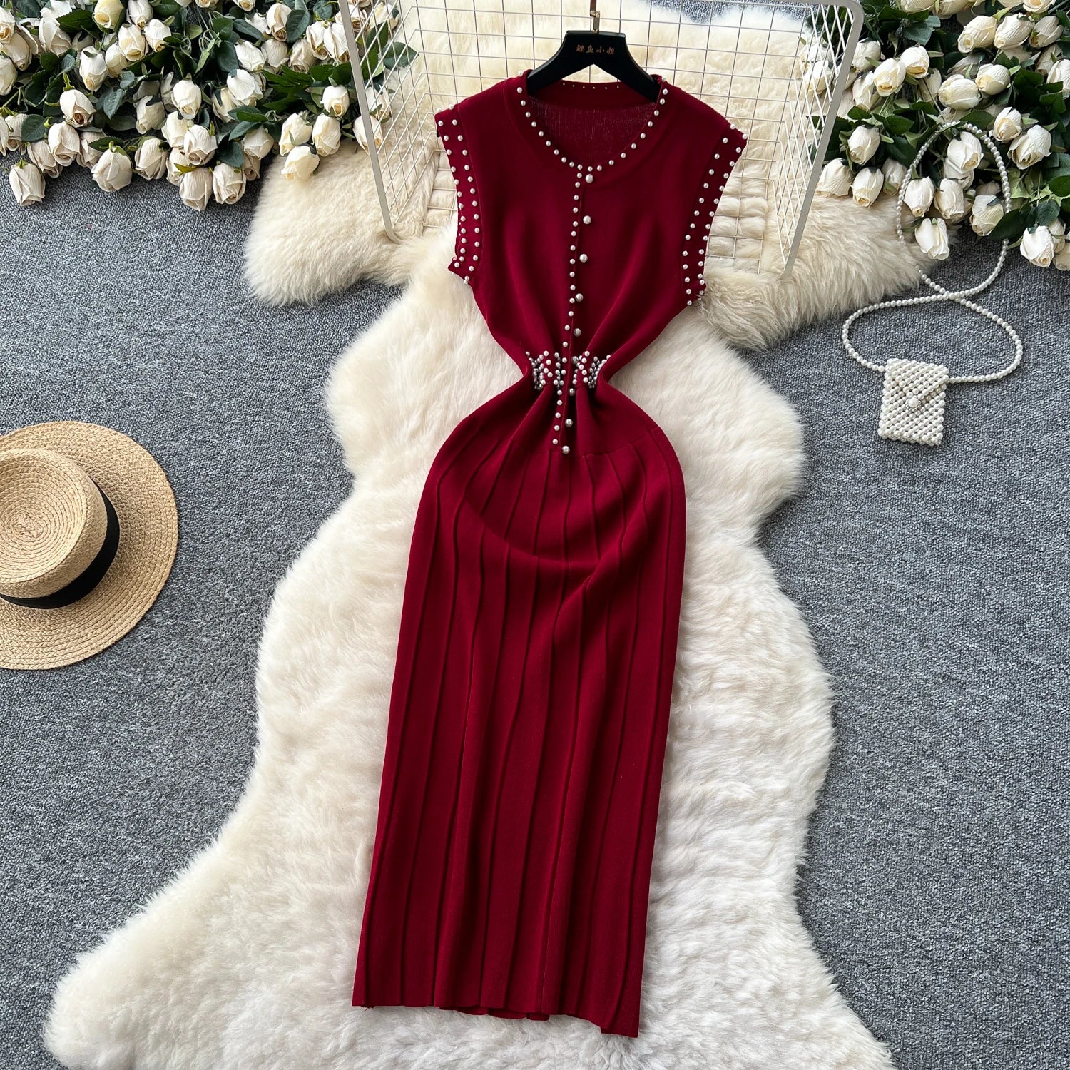 Knitting Sleeveless O Neck Slim Sundress