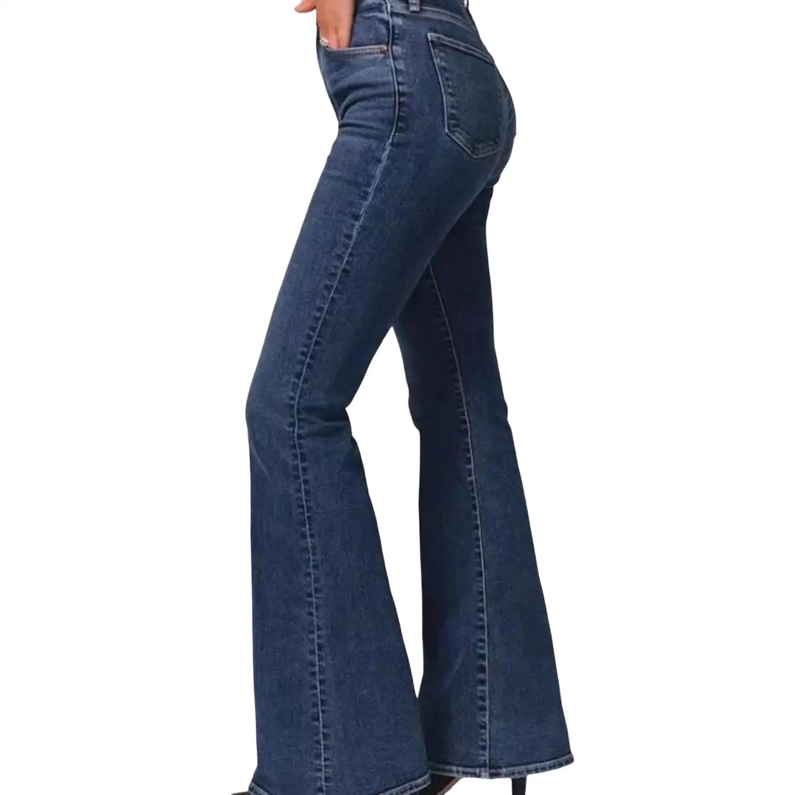 Denim Butt-lifted Casual K Skinny Bell Bottom Pocket Trousers