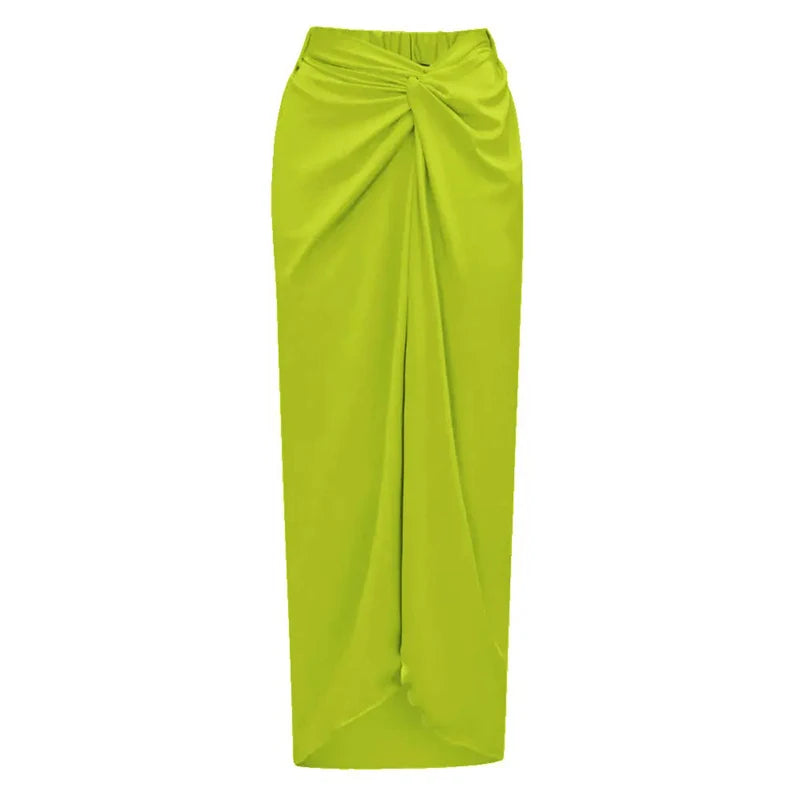 Casual Elastic High Waist Slit Long Beach Skirt