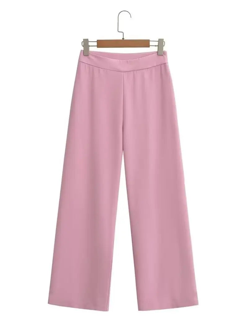 Elegant Blazer Pants Set Loose Lapel Single-breasted Jacket Coat Wide Leg Trousers Matching Suits