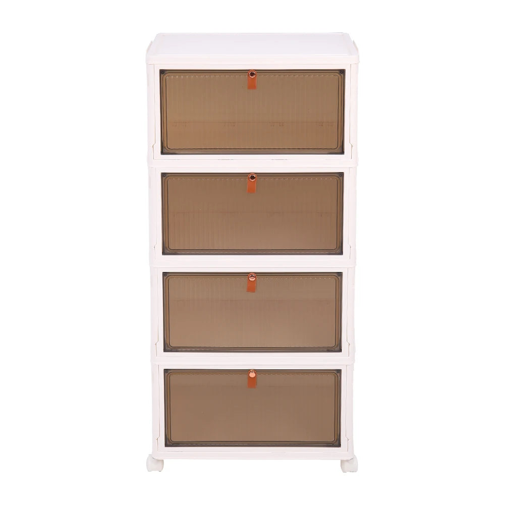 4-layer Thicken Foldable Shoe Storage Box with Wheels