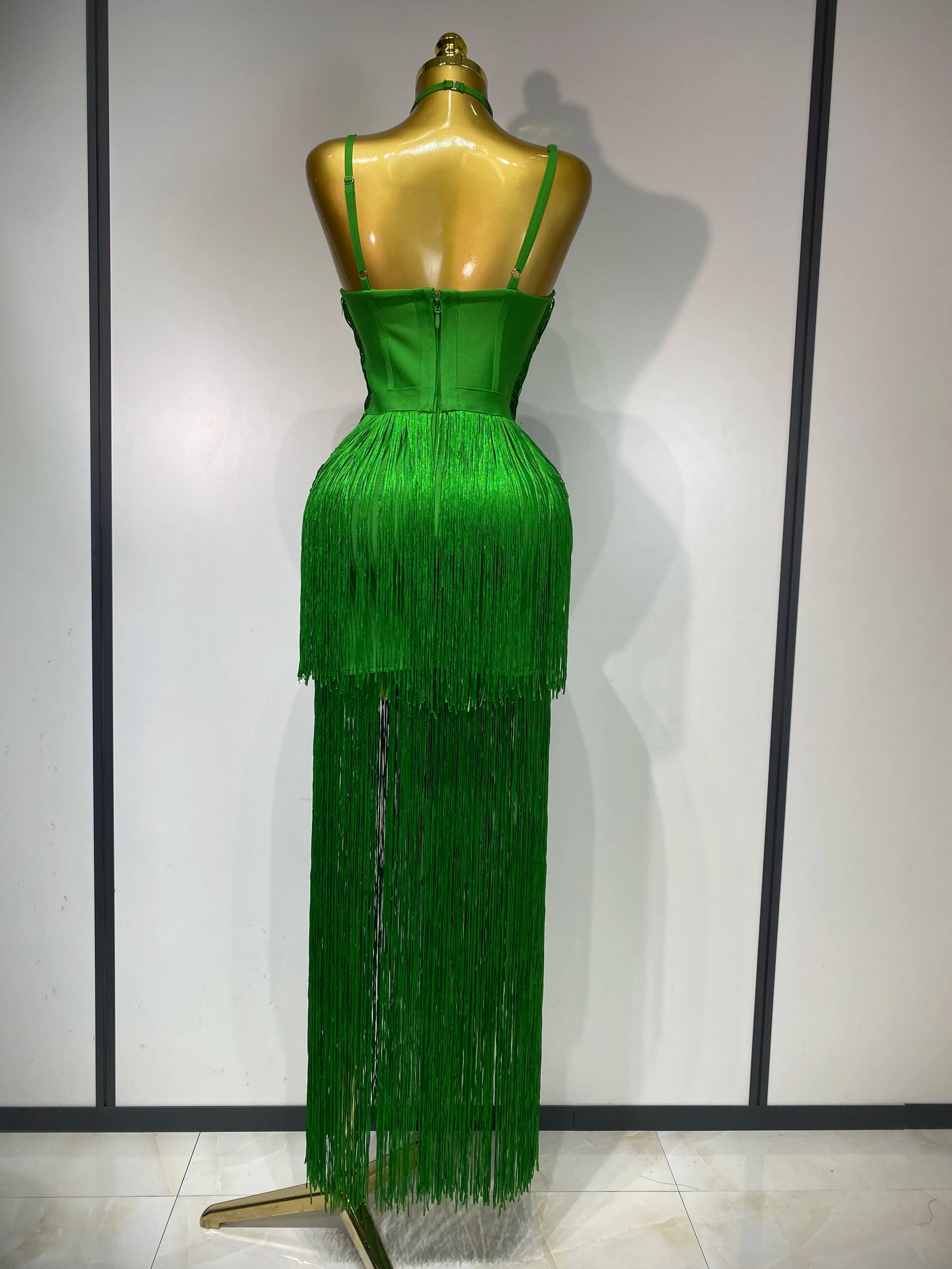 Backless Tassel Bodycon Bandage Dress