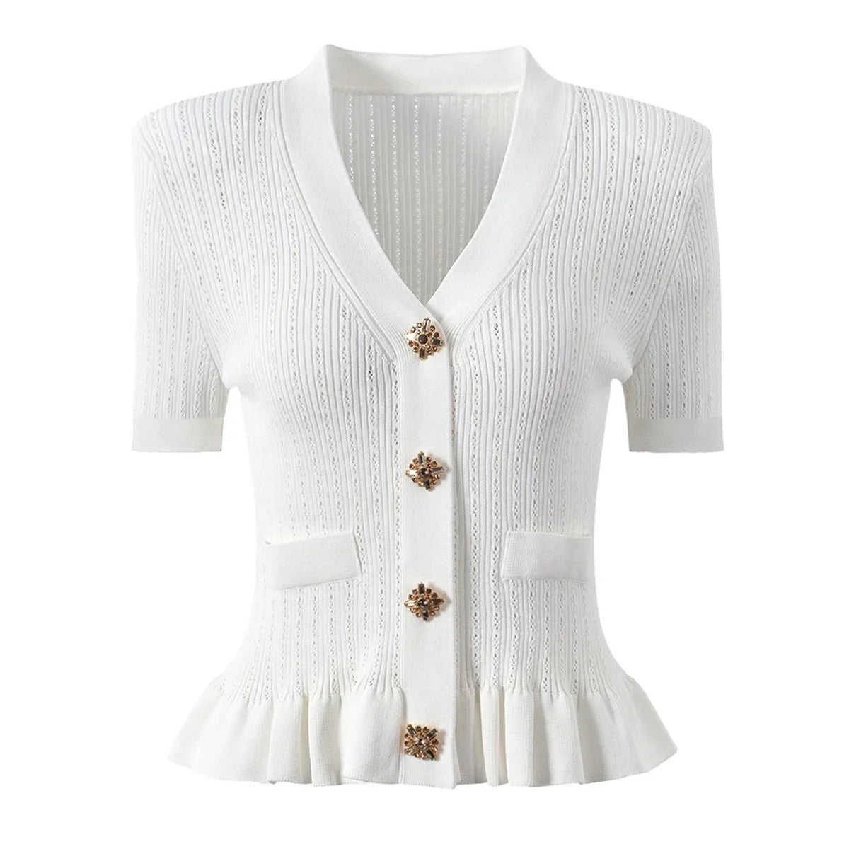 Knitted Two Piece Set Short Sleeve Knitting Cardigan Fishtail Long Skirt Suit