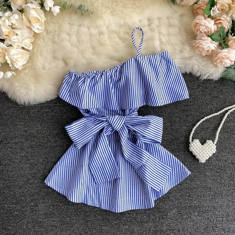 strap stripe chic blouse