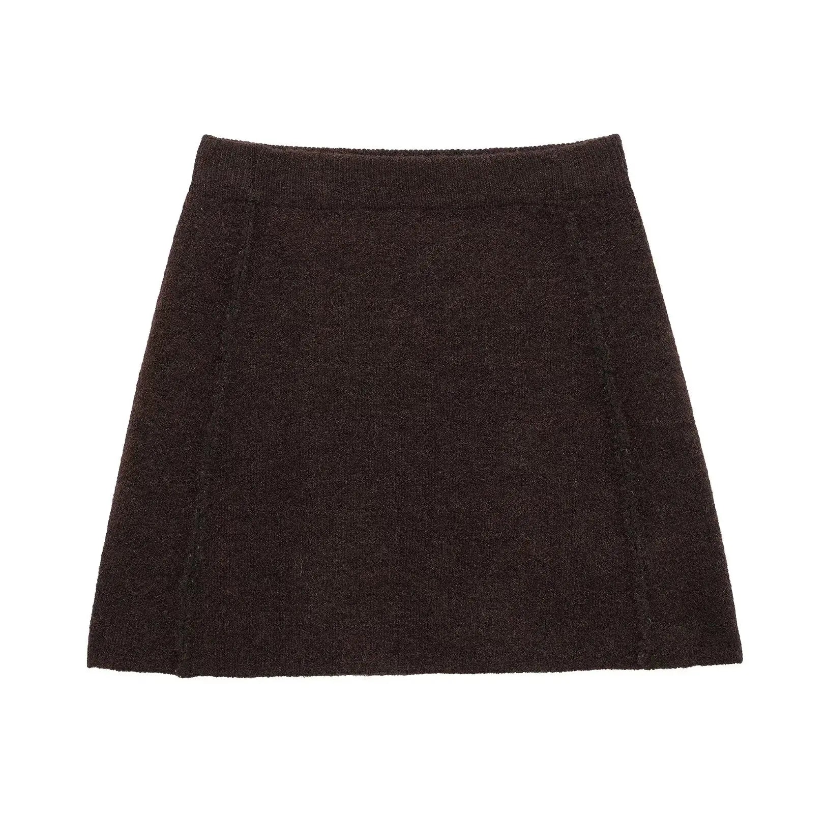 Knitted Two Pieces Autumn Winter Round Neck Long Sleeve Cardigan Sweater Waist Mini Skirt