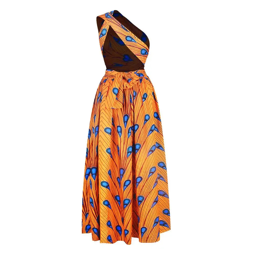 African Style High Waist Printed Floor Length Gown