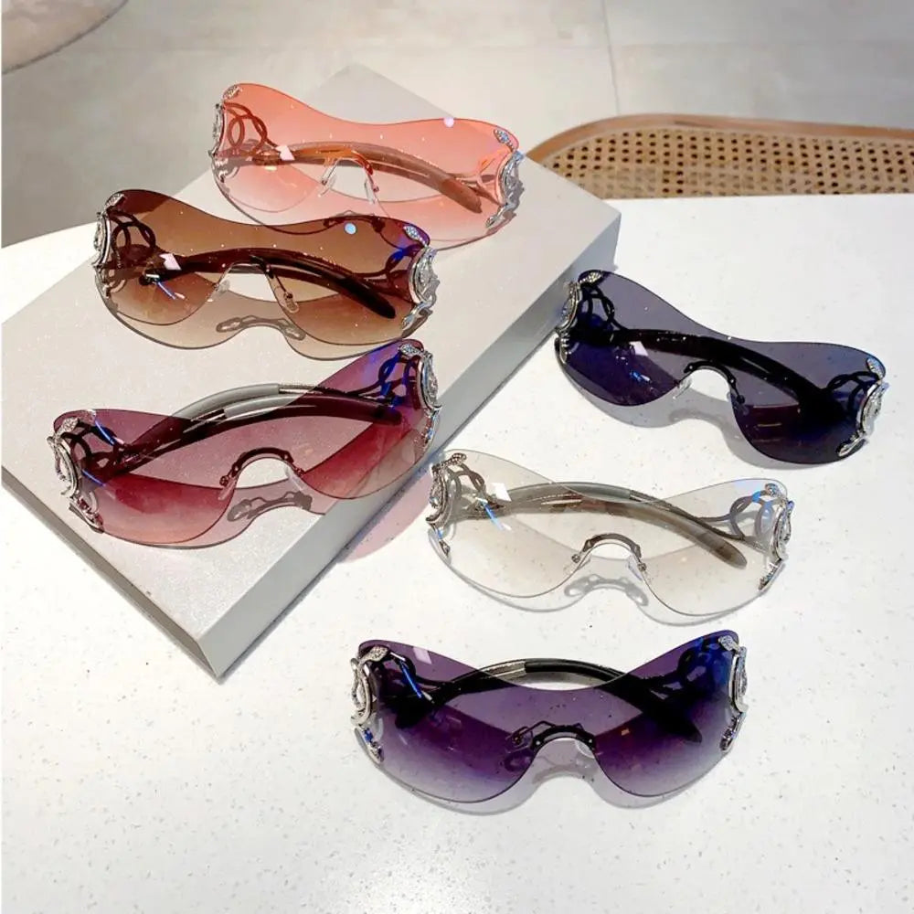 Y2k Rimless Stylish Gradient Trendy Metal Frame Sunglasses