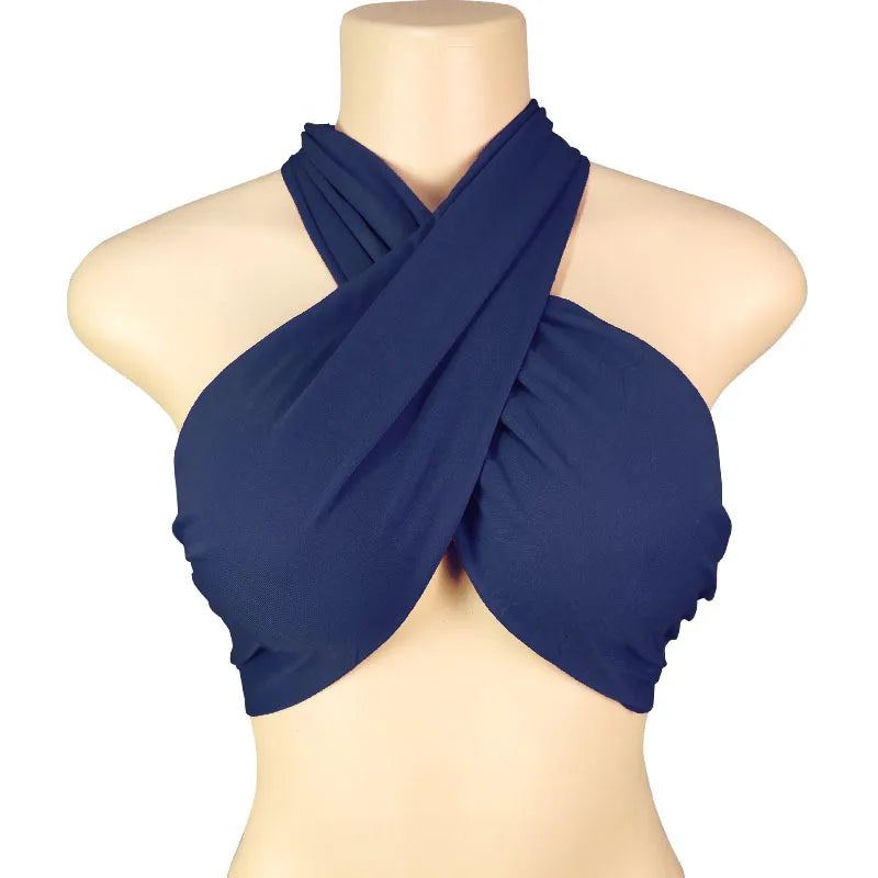 Backless Sleeveless Cross Bandage Halter Crop Tops