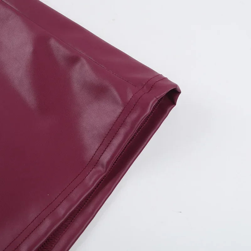 Off Shoulder Strapless PU Leather Maxi Dress