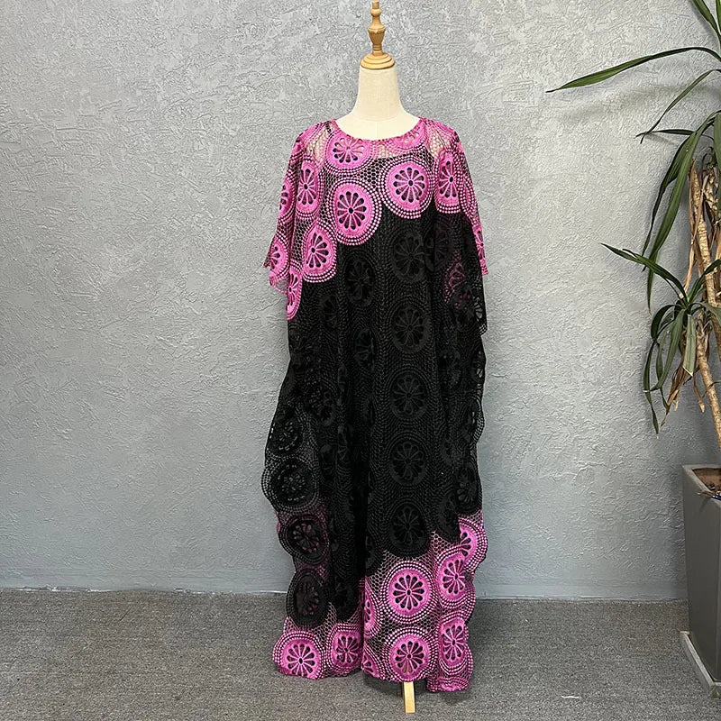 Elegant Lace Abayas Dashiki Robe Long Maxi Dress