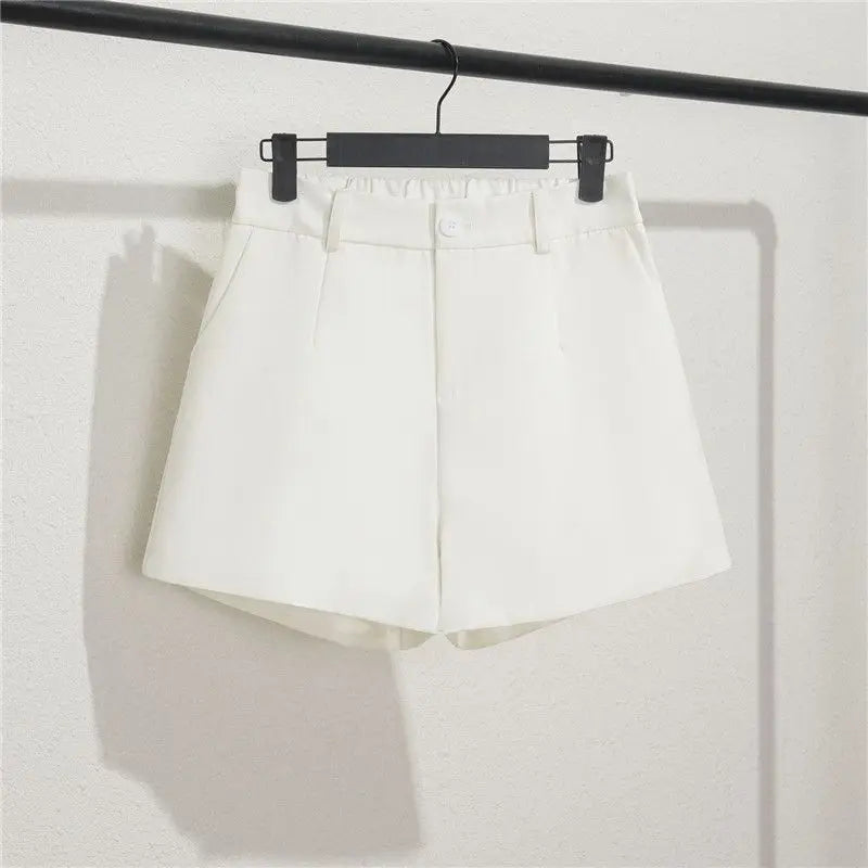Solid Casual Elegant Office Lady Short Elastic Waist Basic All-match Loose Shorts