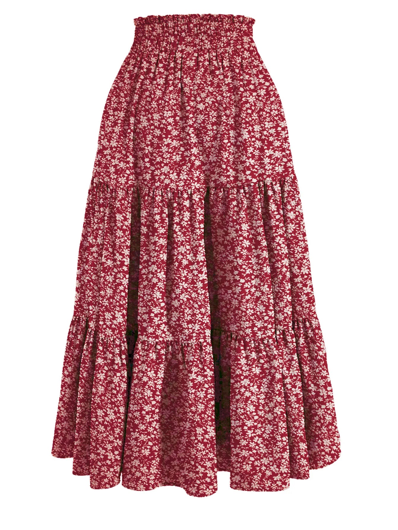 Floral Ruffle Hem Drawstring Skirt Casual Skirt For Spring Summer Women's Clothing