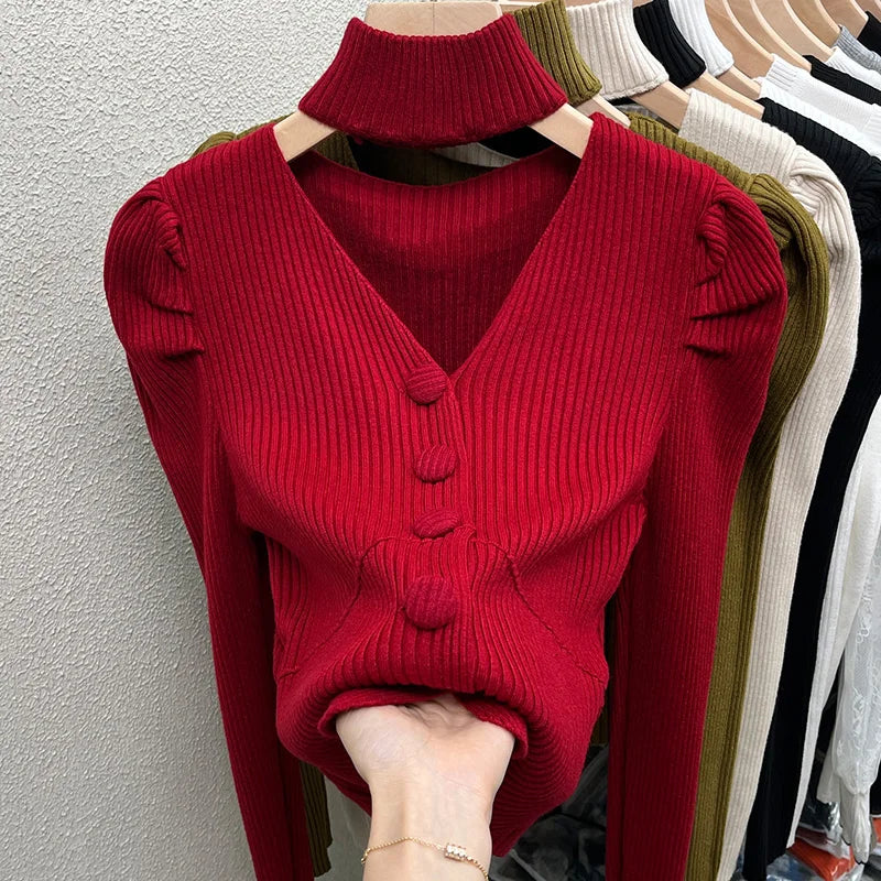 V-neck Halter for Autumn and Winter Top
