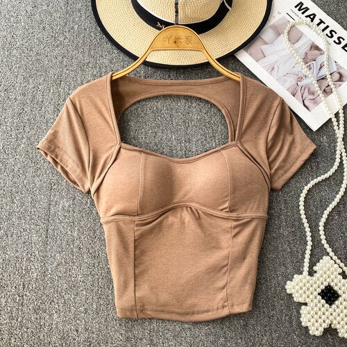 Chic T Shirt Hollow Out Casual Tops