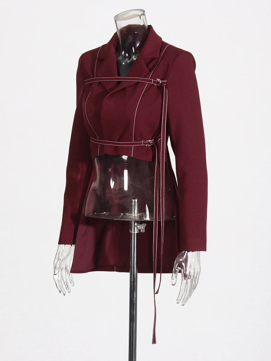 Two Piece Set Notched Collar Long Sleeve Top High Waist Straight Pant Temperament Sets