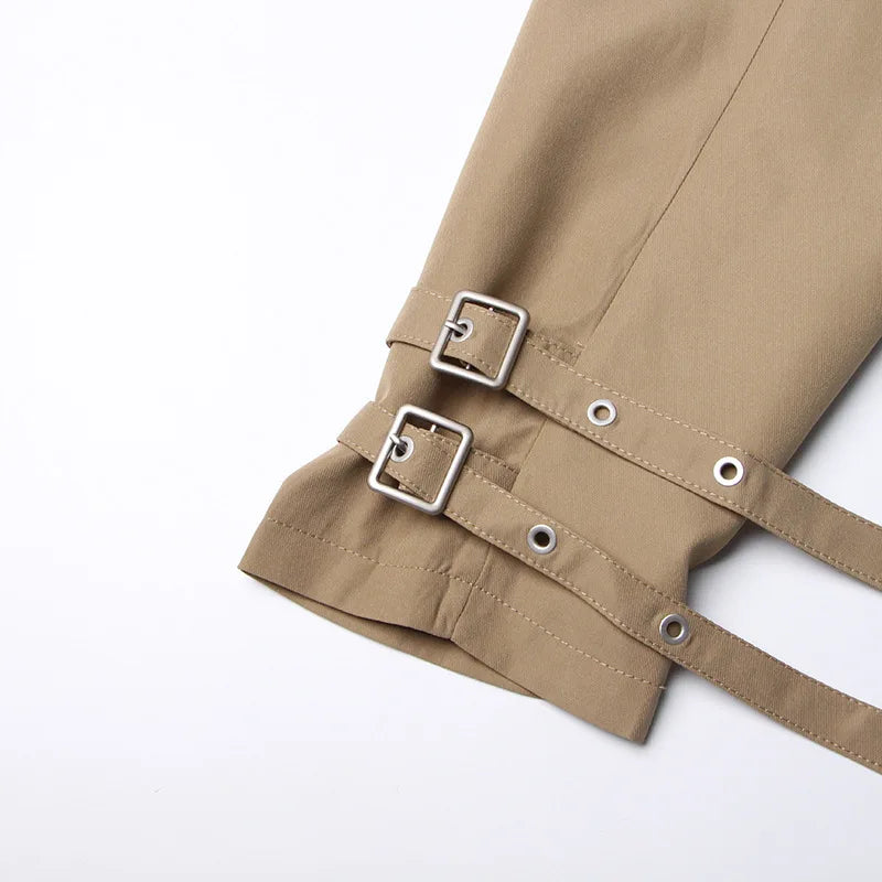 Loose Mesh Stitching Casual High Waist Long Trench Coat