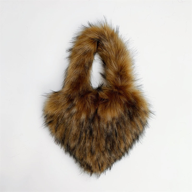 Faux Fur Heart Shaped Shoulder Bag