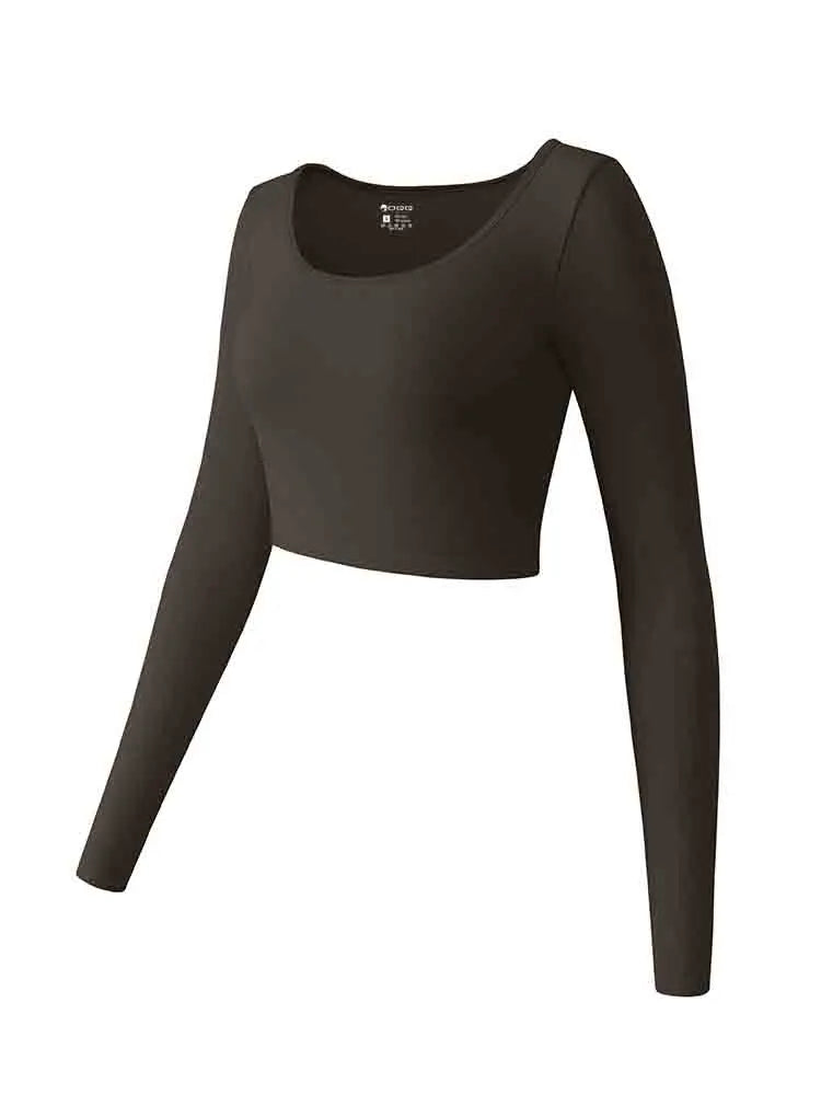 Long Sleeved Round Neck Seamless Tops T-shirt