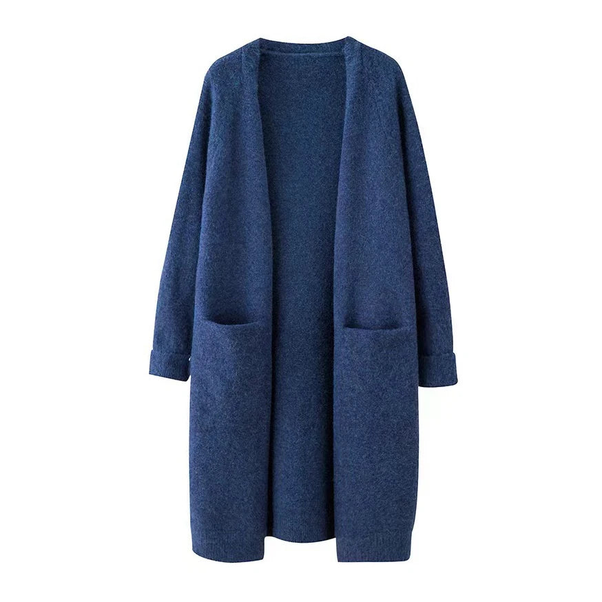 Loose Thick Warm V Neck Knitted Casual  Cardigan