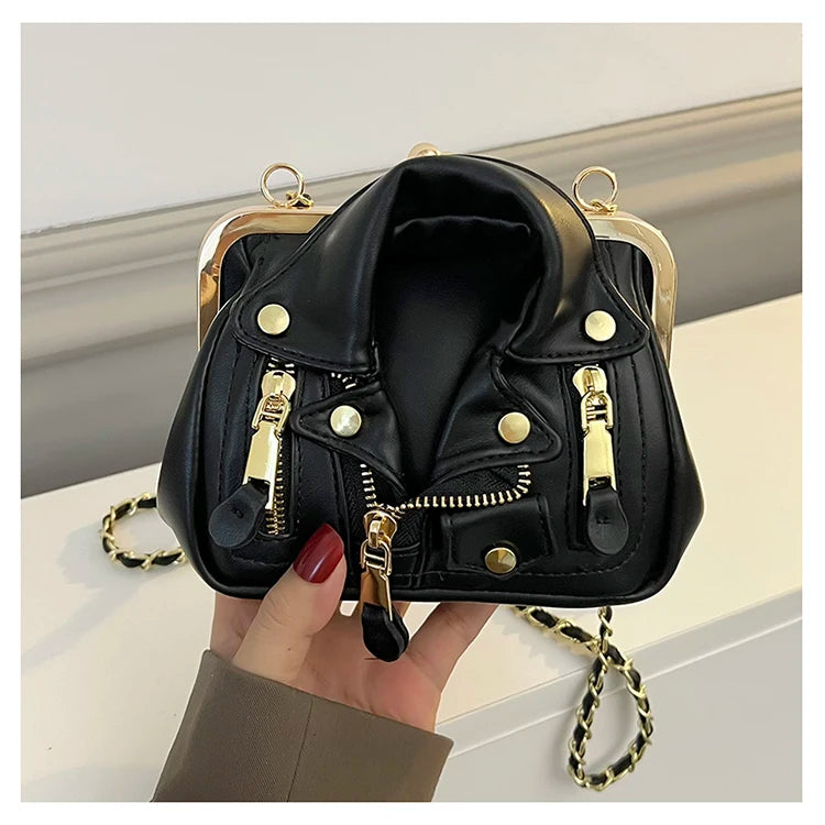 Leather Rivet Clip Crossbody Bag and Purses Clothes Shape