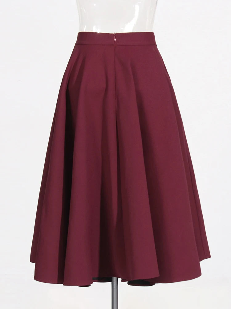 Two Piece Set Lapel Long Sleeve Spliced Appliques Coats High Waist A Line Skirt Set