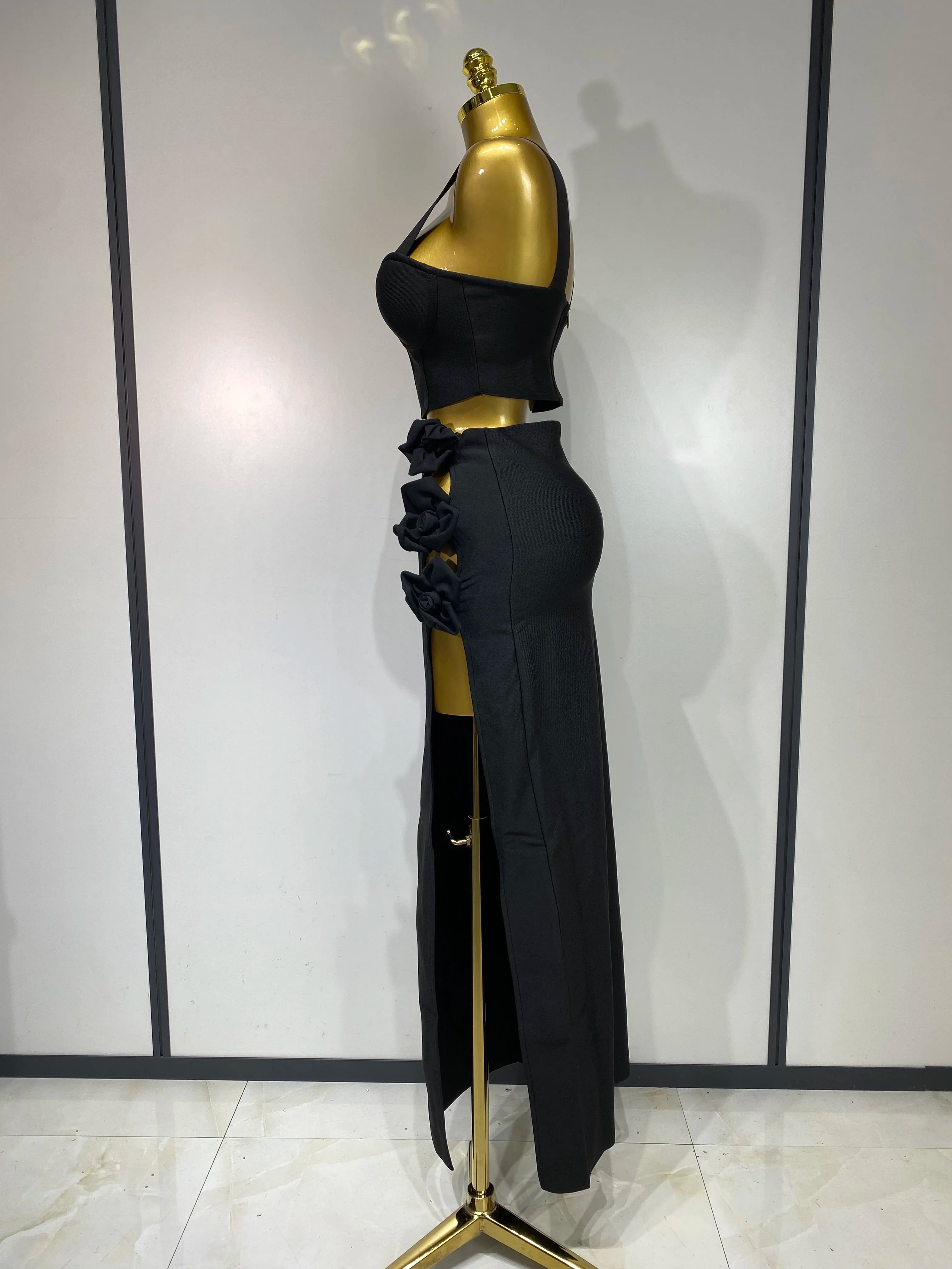 Elegant Tight Bodycon Bandage Long Two Piece Skirt And Top