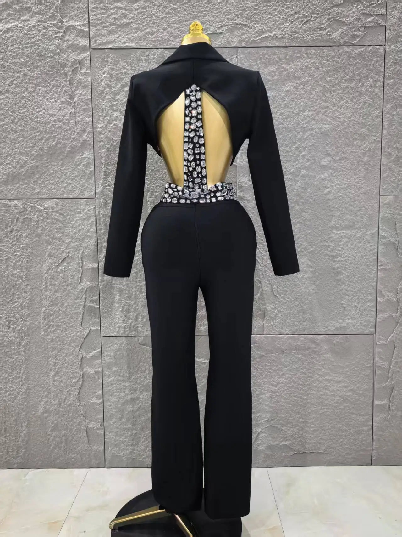 Long Sleeve Crystal Two Pieces Bodycon Bandage Set
