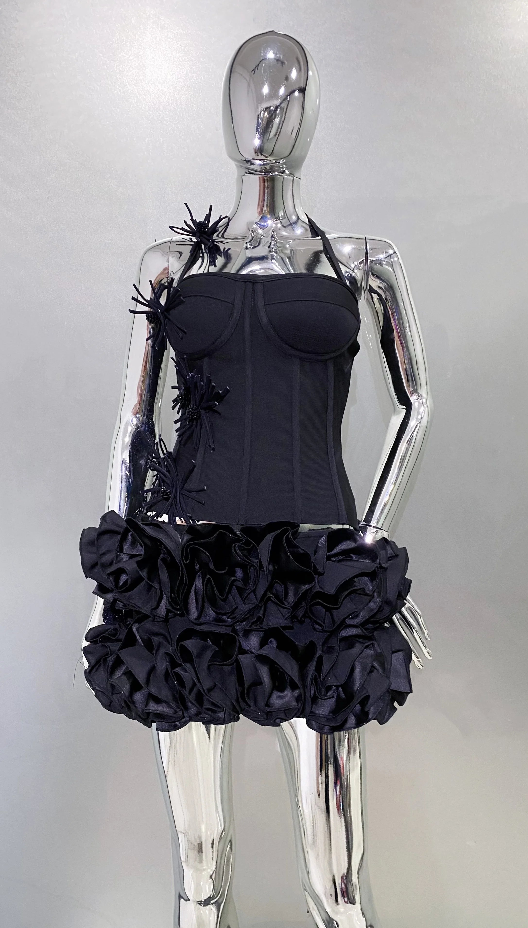 Strapless Laced-up Bodycon Mini Skirt and Top Set