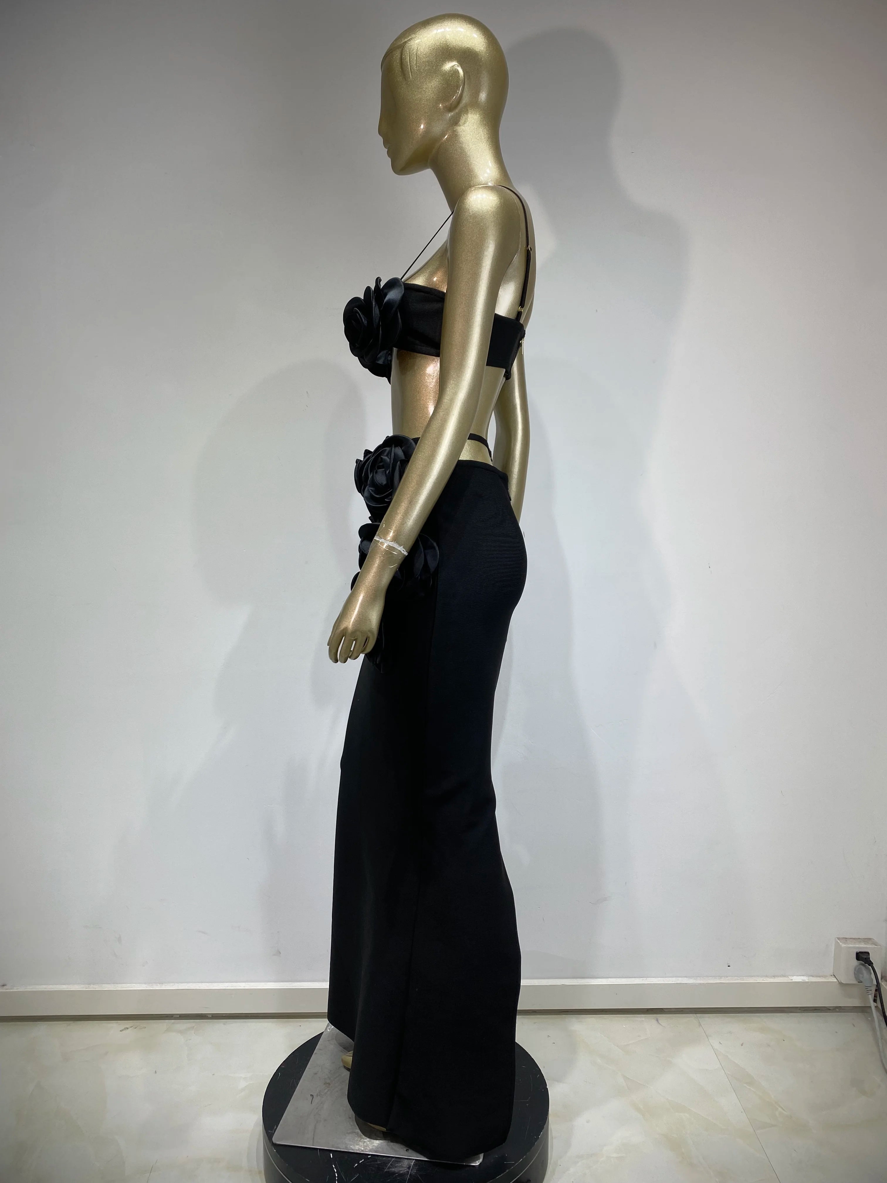 Backless Halter Maxi Long Bandage Skirt Set