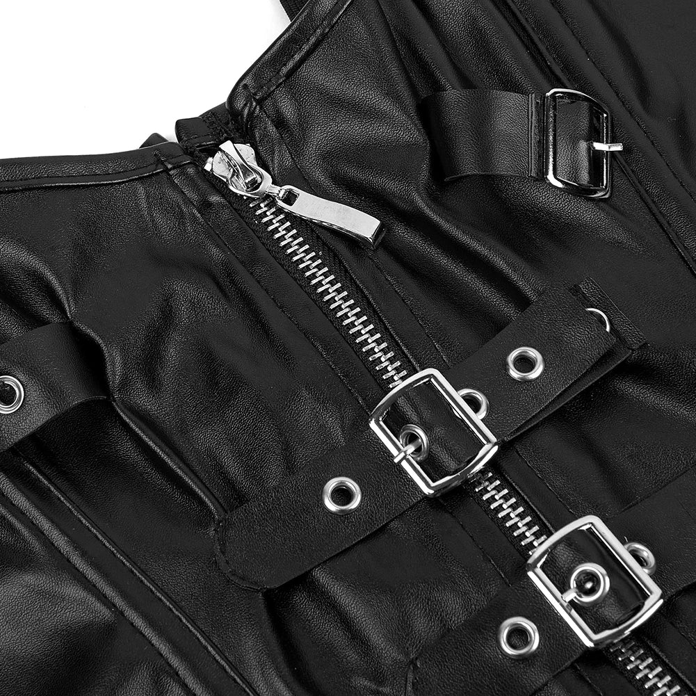 Black Leather Bustier Over bust Corset