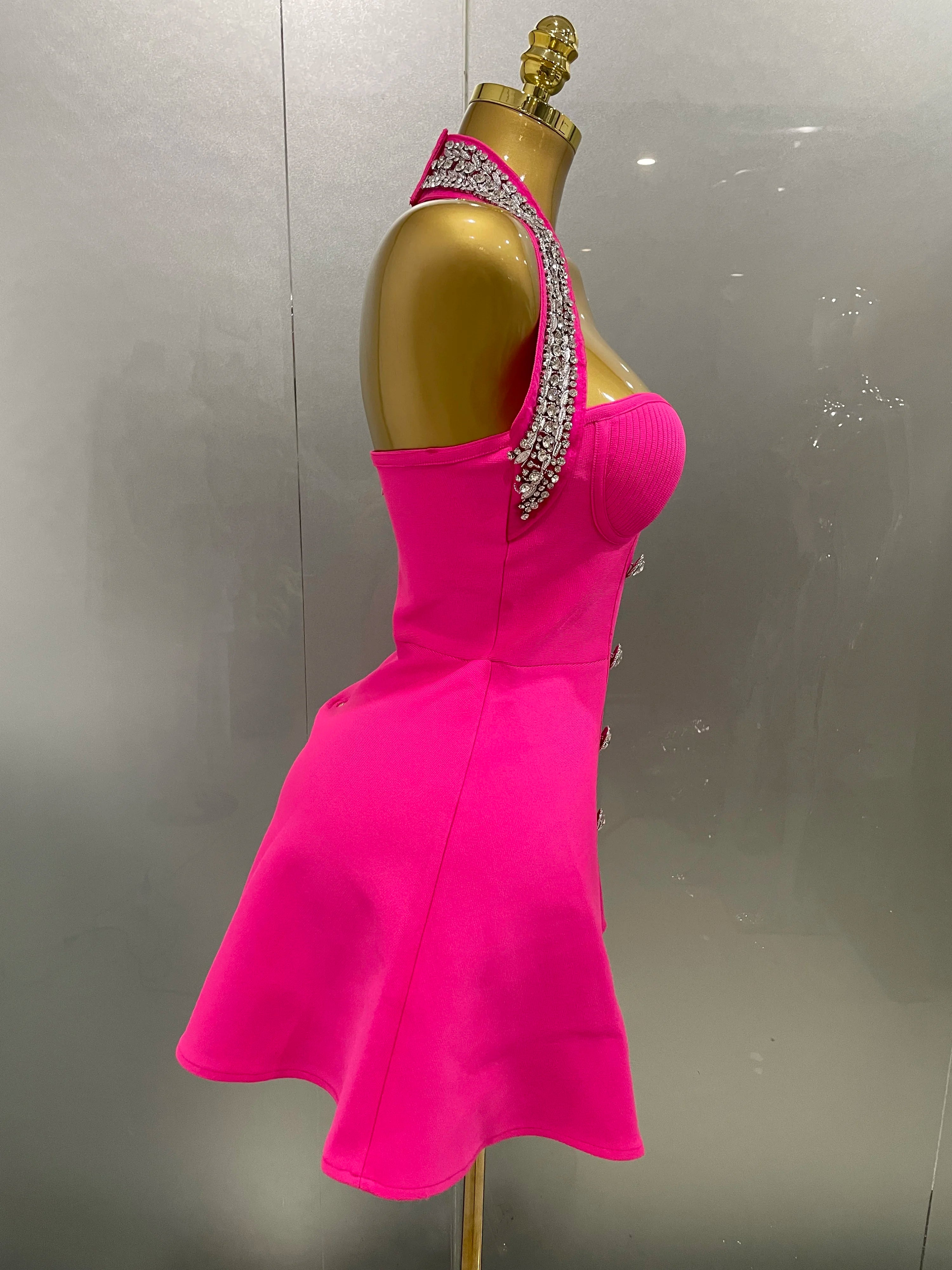 Off the Shoulder Shinning Crystal Bodycon Bandage Dress