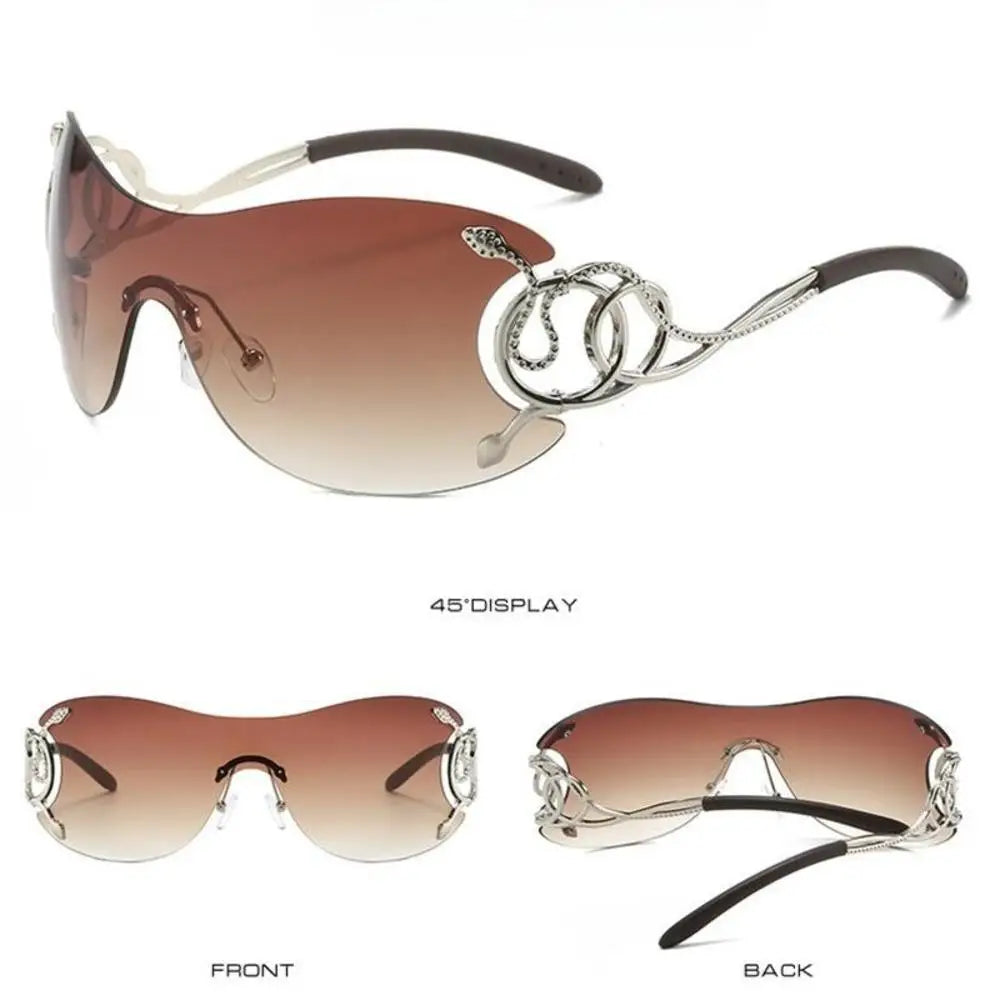 Y2k Rimless Stylish Gradient Trendy Metal Frame Sunglasses