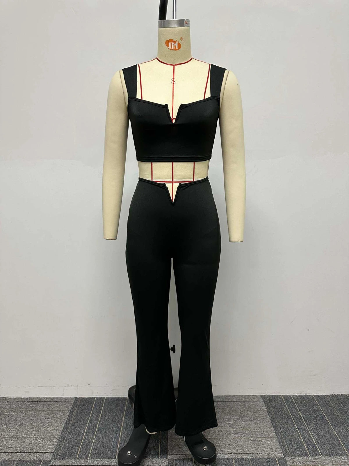 Crop Top and Flare Pants Suit Baddie Two Piece Set