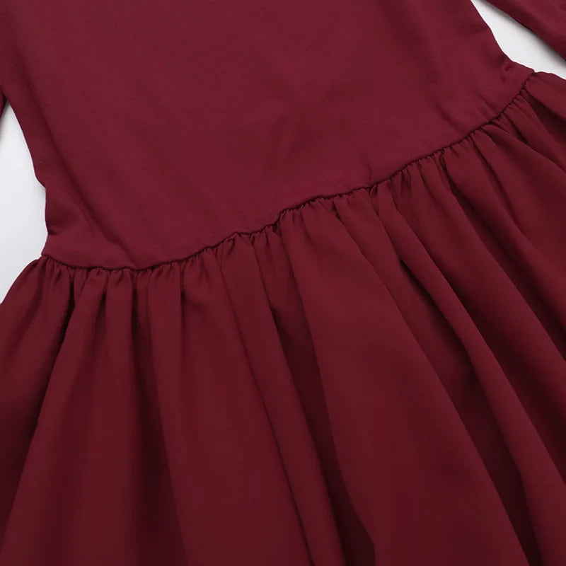 Elegant Autumn Casual Long Sleeve Patchwork Ruffle Mini Dresses