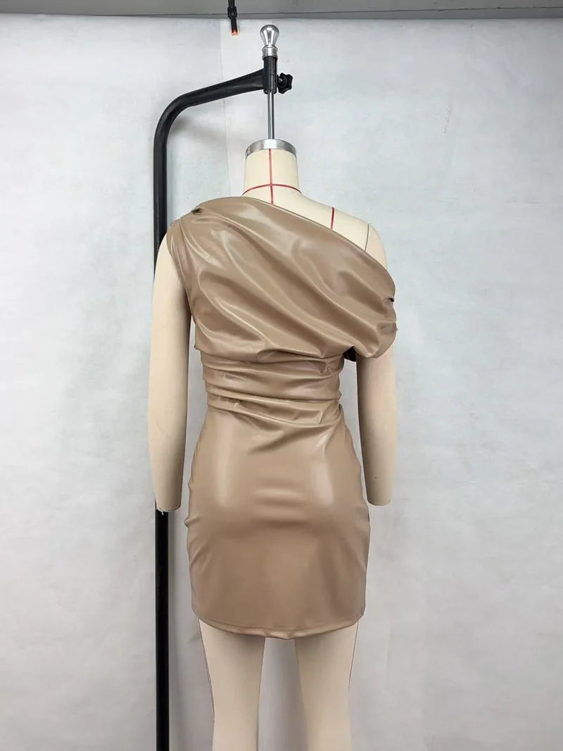 Luxury Leather Strapless Chic Y2K Cocktail Dress