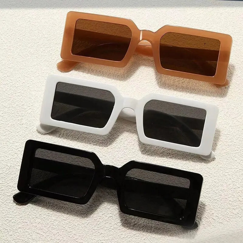 3 Pcs Small Rectangle Sunglasses Vintage  SunGlasses Shades