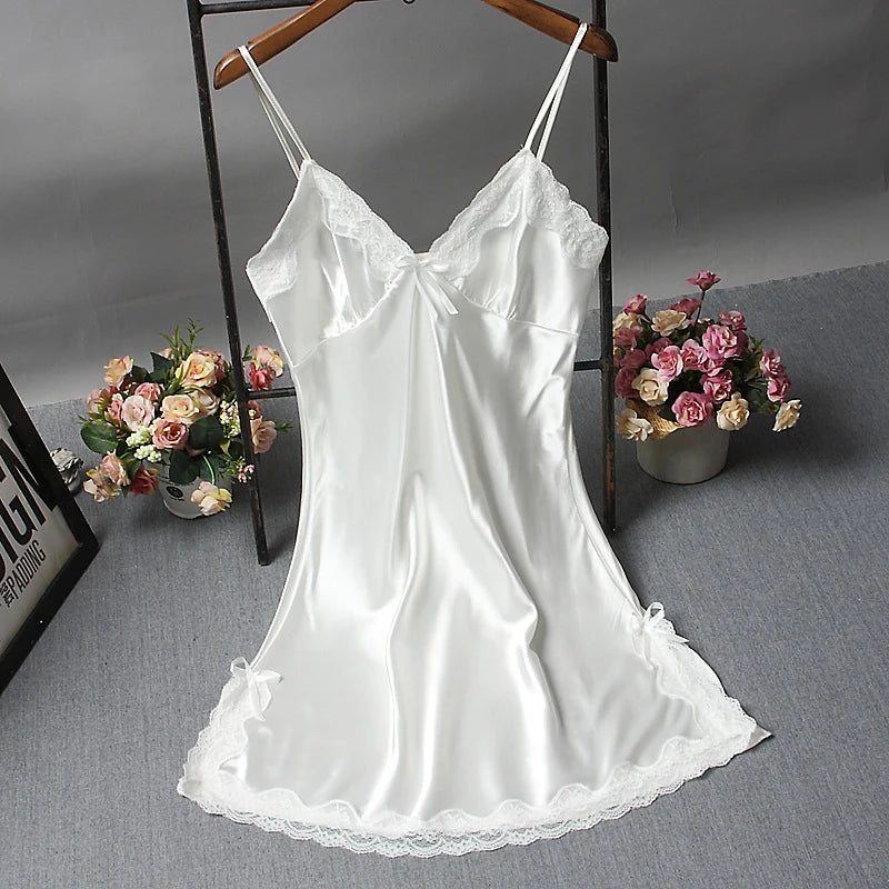 Bowknot Transparent Sexy Underwear Lace Tulle Hollow Suspender Nightdress