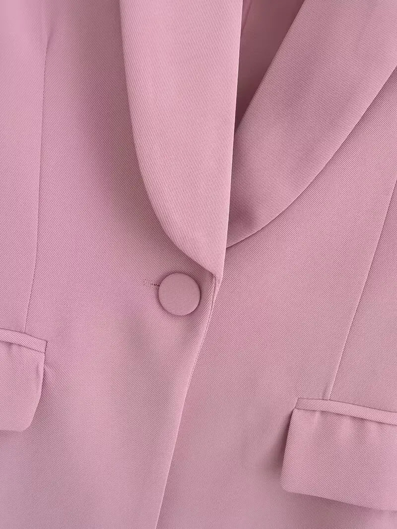 Elegant Blazer Pants Set Loose Lapel Single-breasted Jacket Coat Wide Leg Trousers Matching Suits