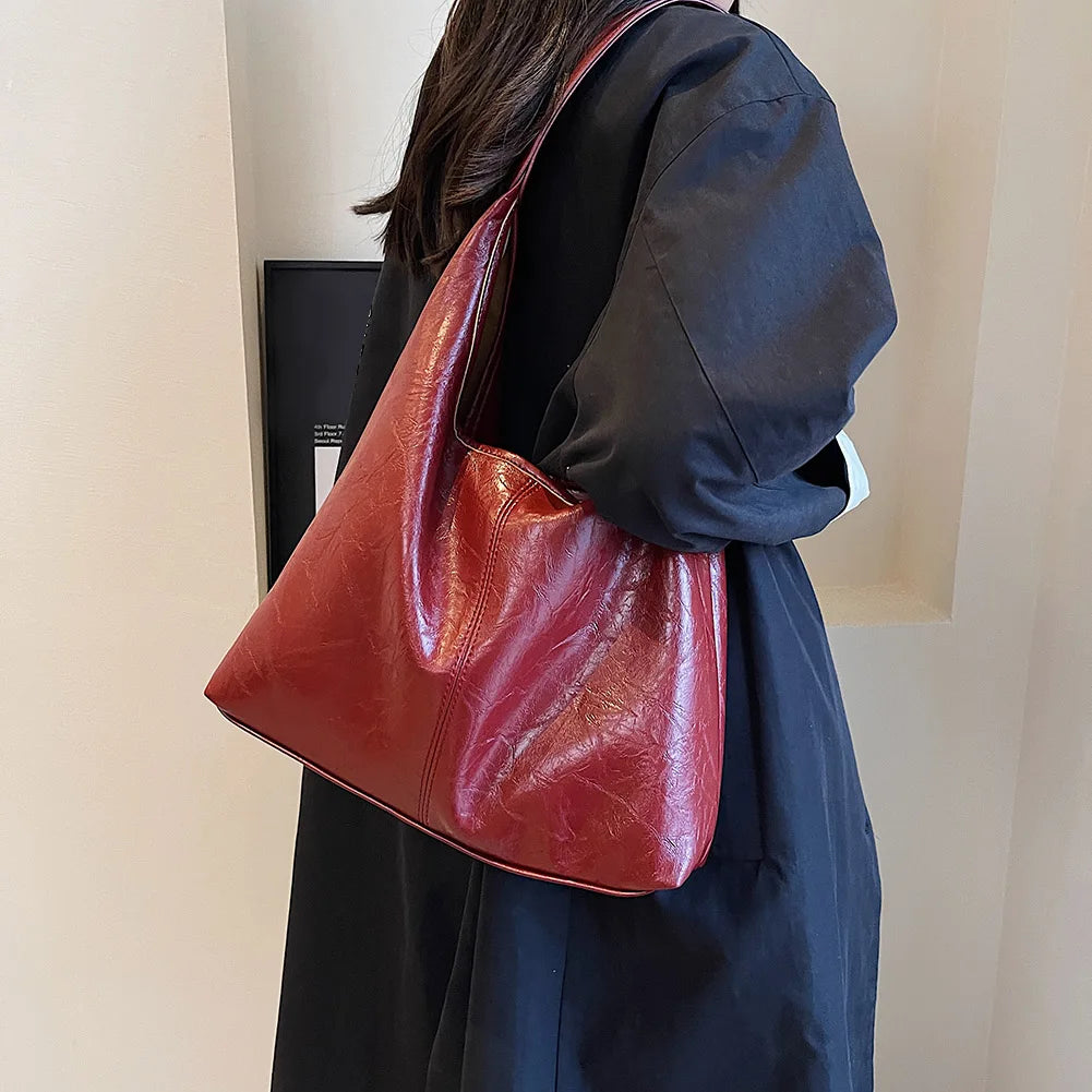 Leather Soft Underarm Casual Hobo Clutch 2pcs Shoulder Bag