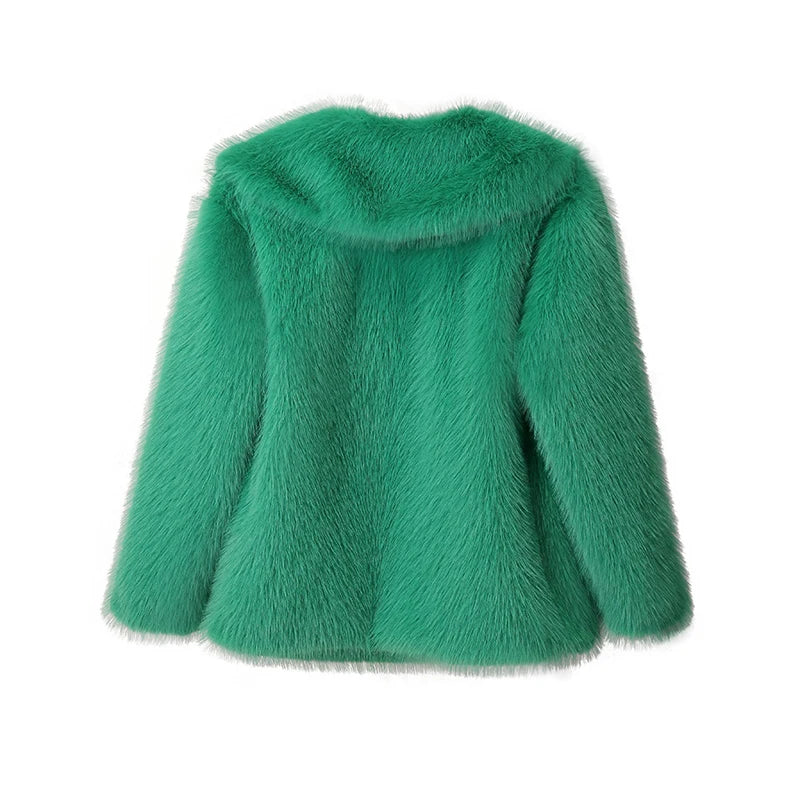 Faux Fur Long Fluffy Overcoat Outerwear