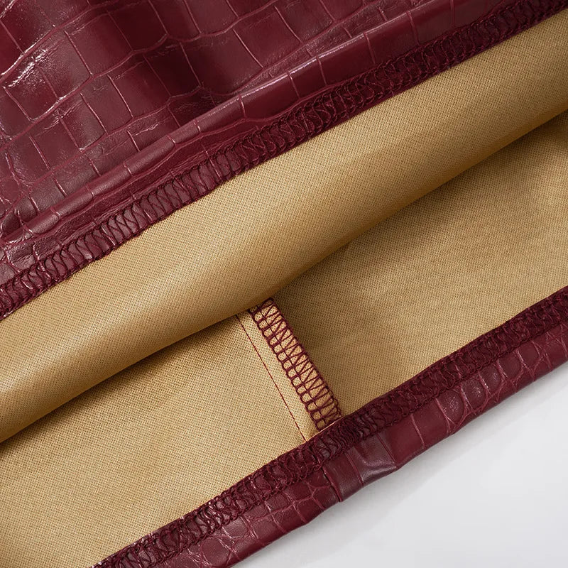 Luxury Leather Strapless Chic Y2K Cocktail Dress