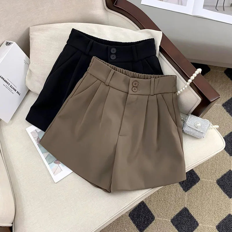 High Waist Wide Leg Office Loose Streetwear Casual Short Shorts