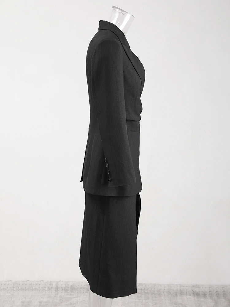Two Pieces Suit New Lapel Long Sleeve Women Suit