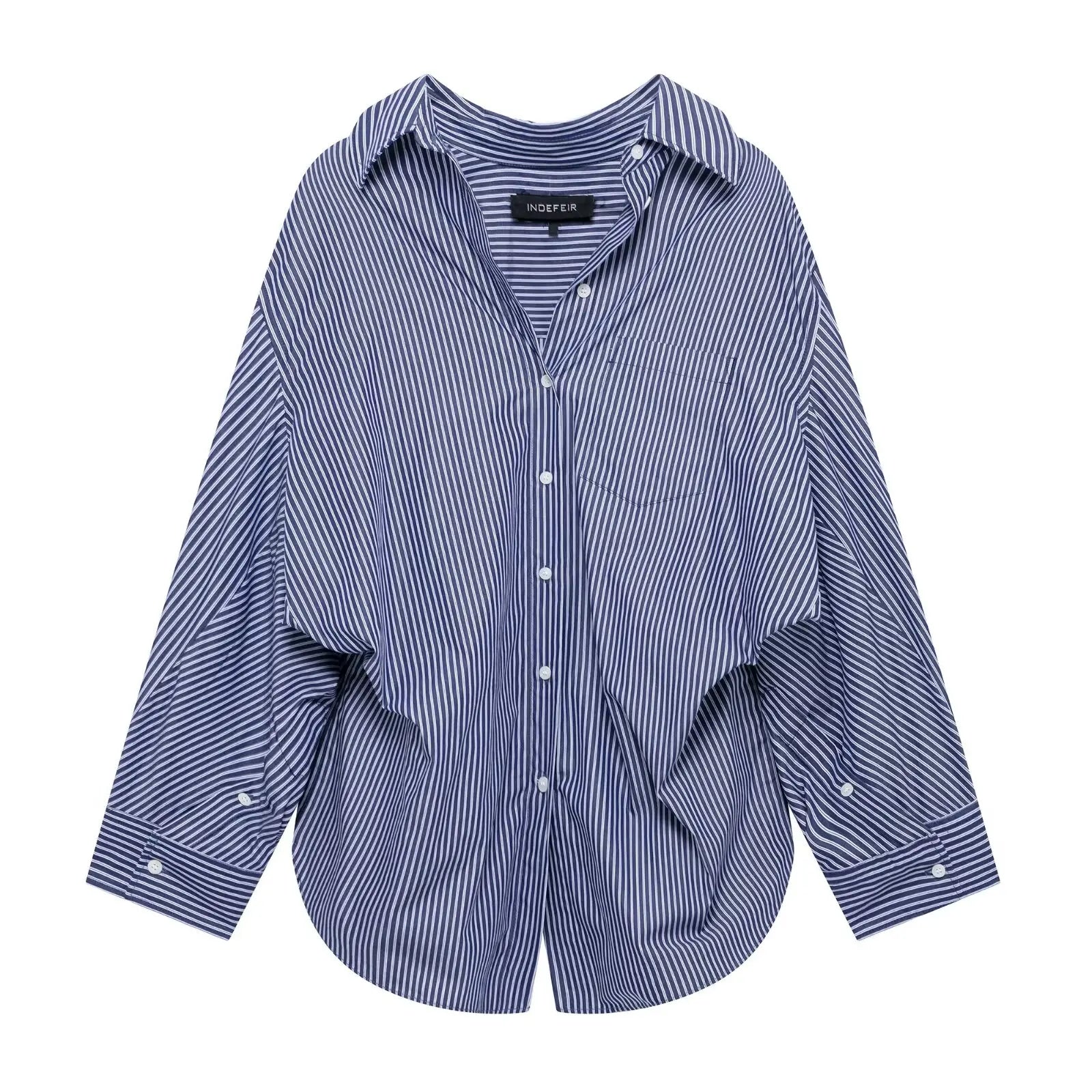 Striped Bat-Sleeve Shirts Casual Shirts