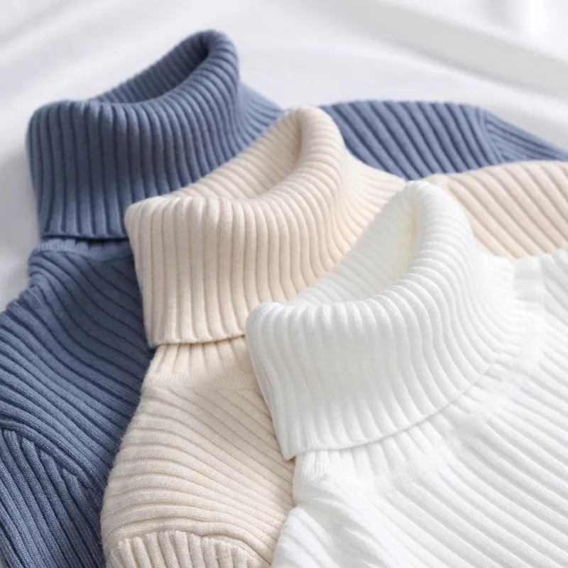 Turtleneck Sweater Knitted Soft Pullovers Cashmere Jumpers Basic Soft Sweaters