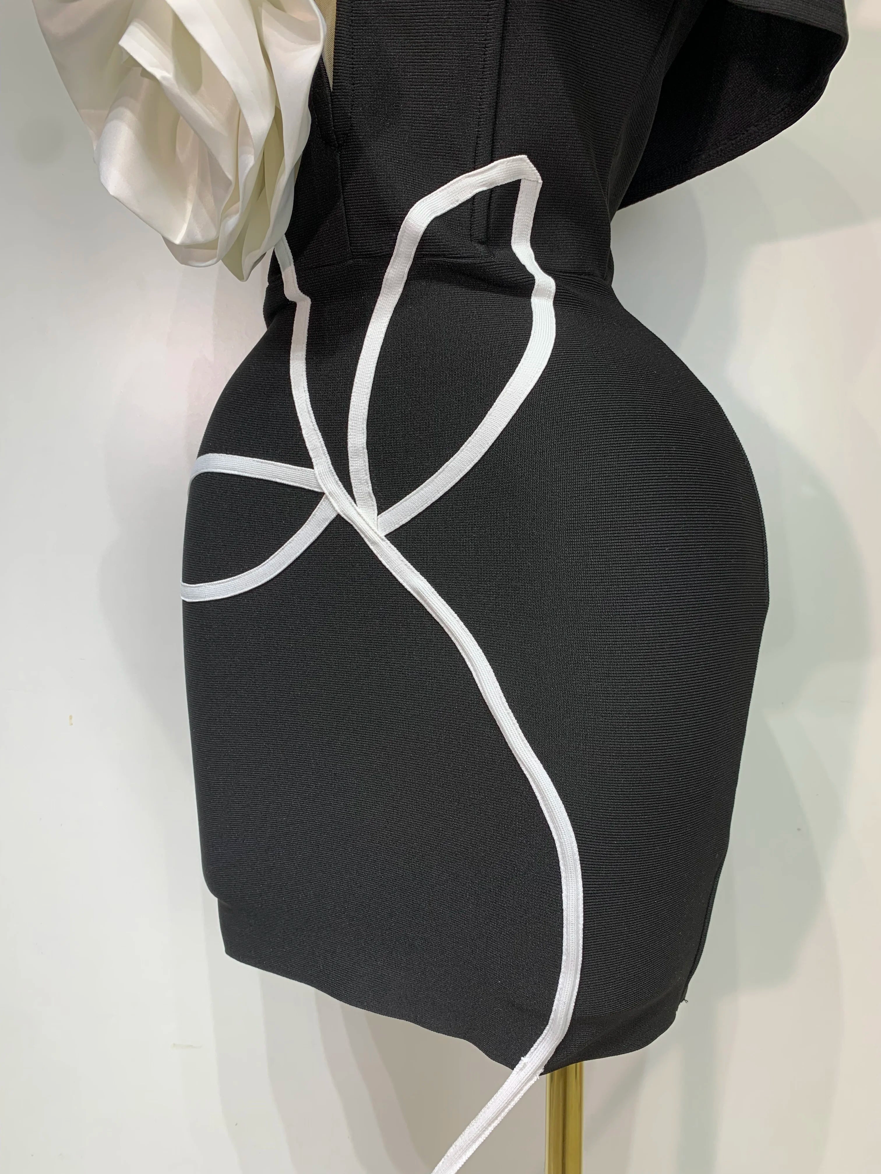 Off Shoulder Flower Mini Bodycon Bandage Dress