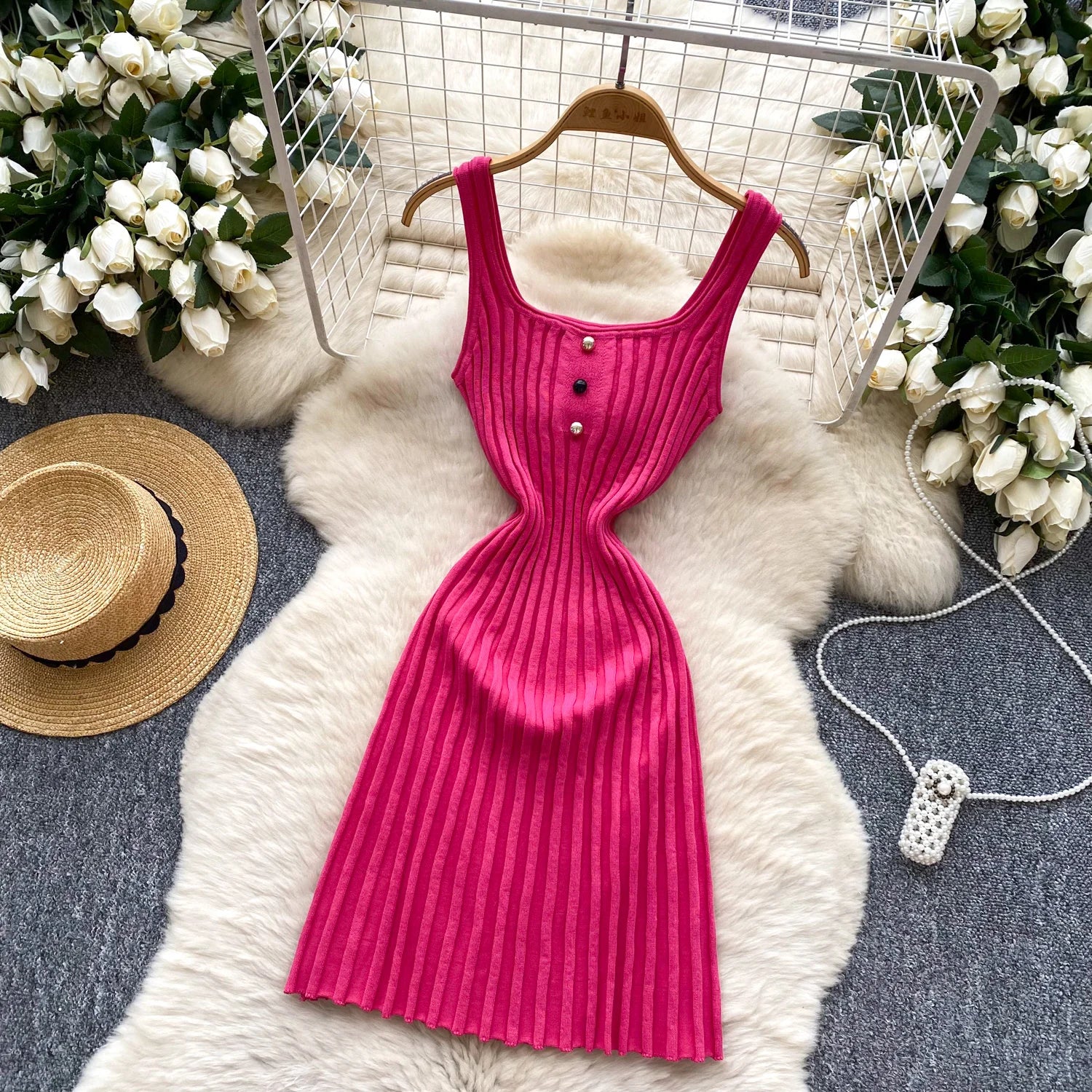 Vintage Sleeveless Elastic French Style Dress