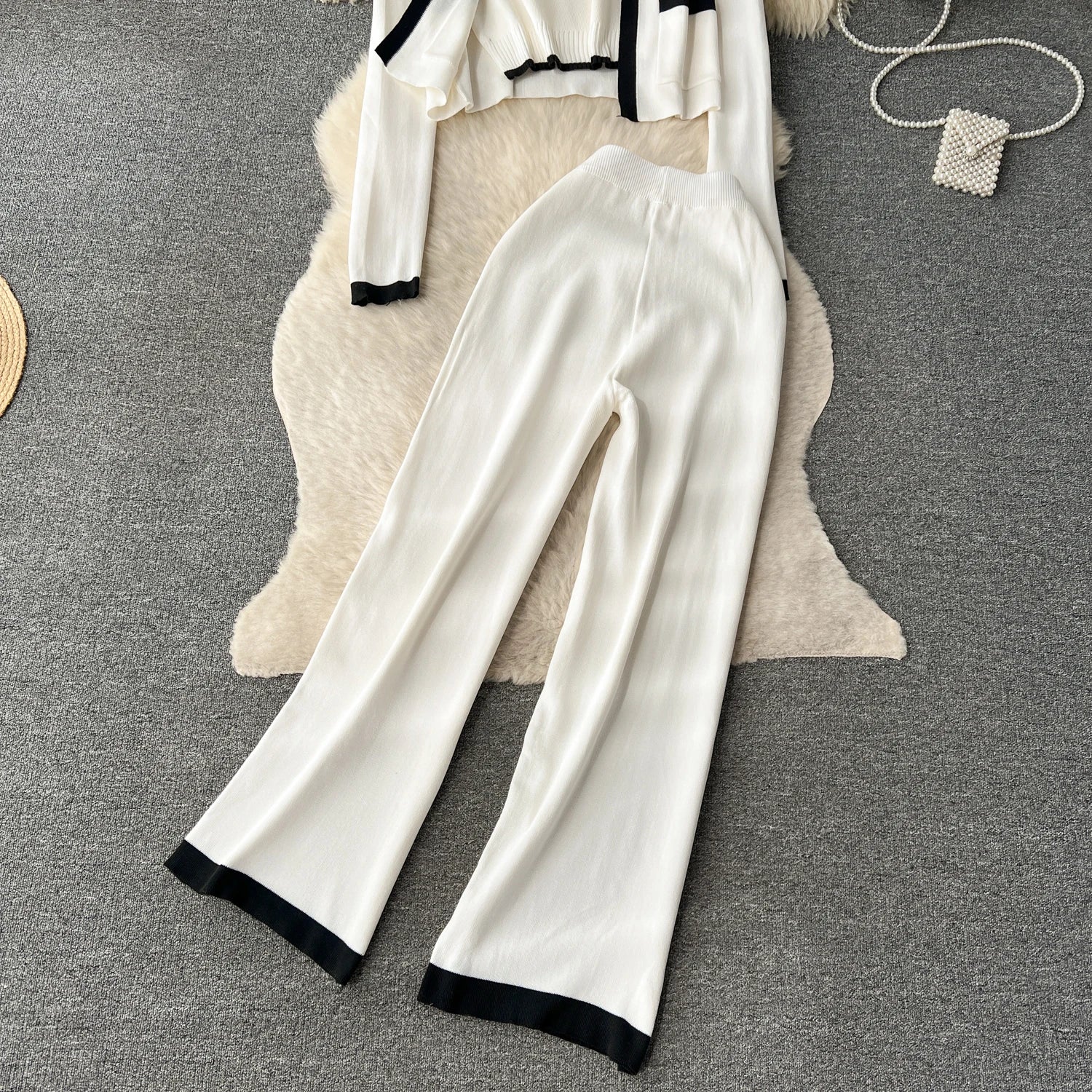 Three Pieces Sets Tank Top+Long Sleeves Short Cardigan+Elastic Long Pants Set