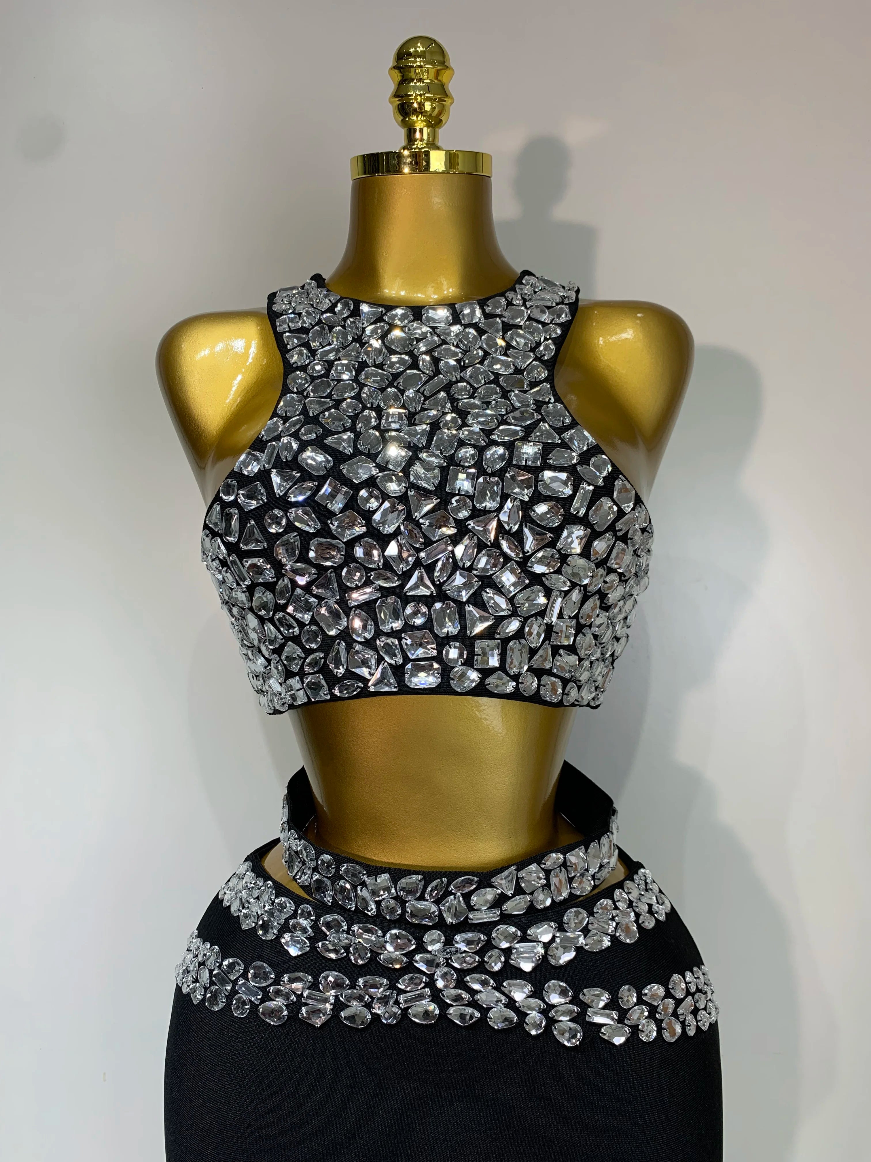 Sparkly Crystal Bodycon Long Bandage Dress