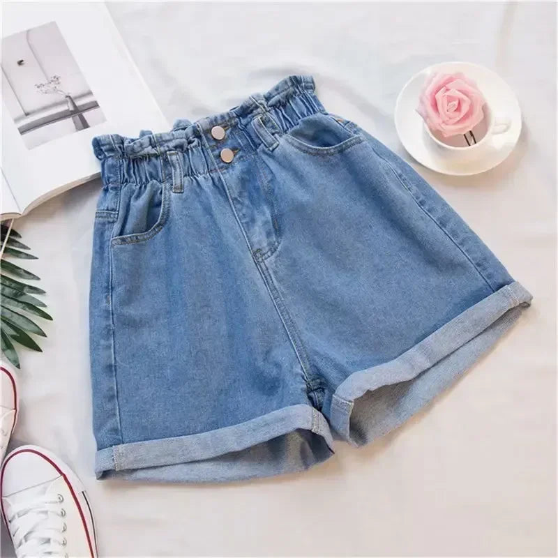 Elastic Waist Loose Casual Wide Leg Shorts for Women